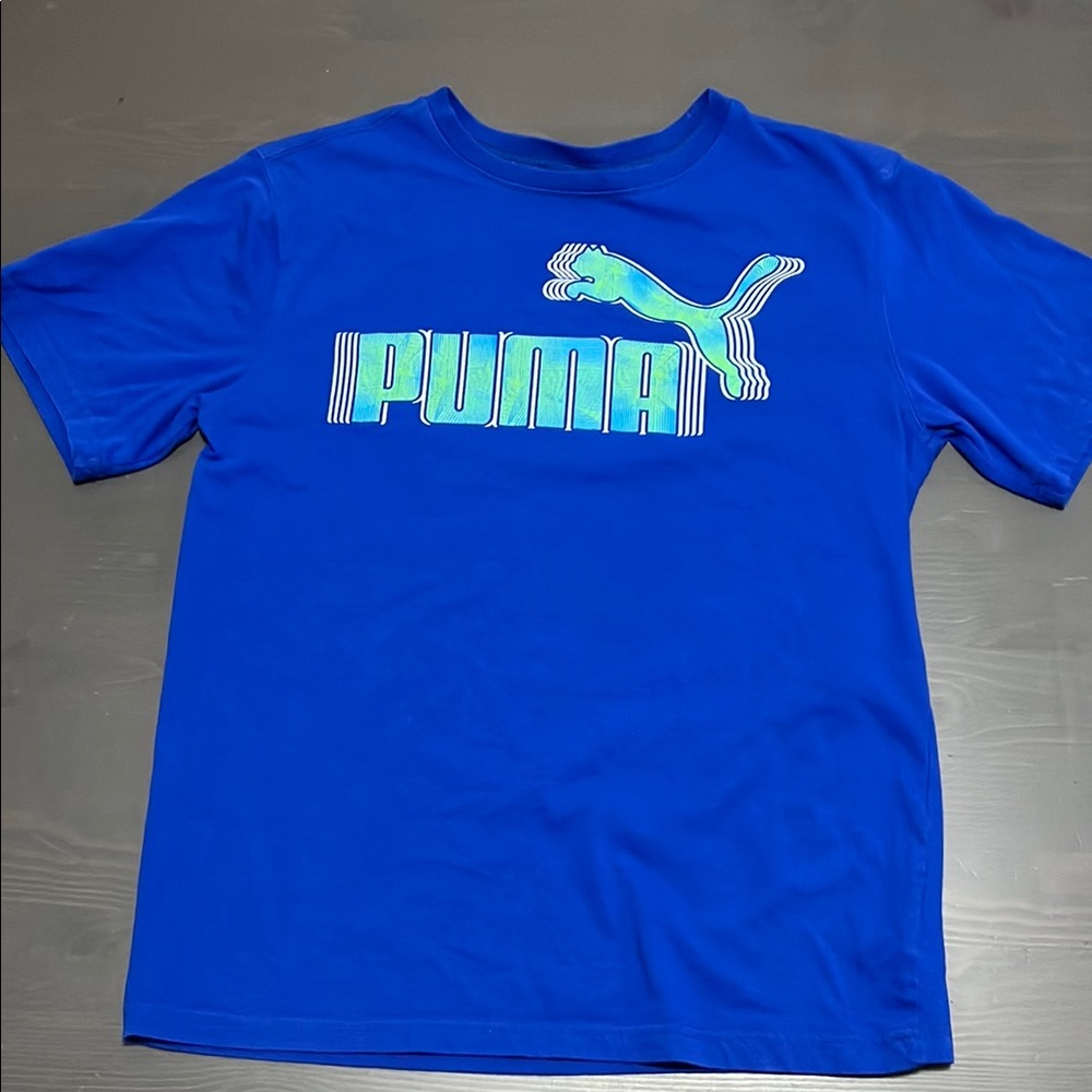 Puma Blue Short Sleeve Tee with Iconic Logo